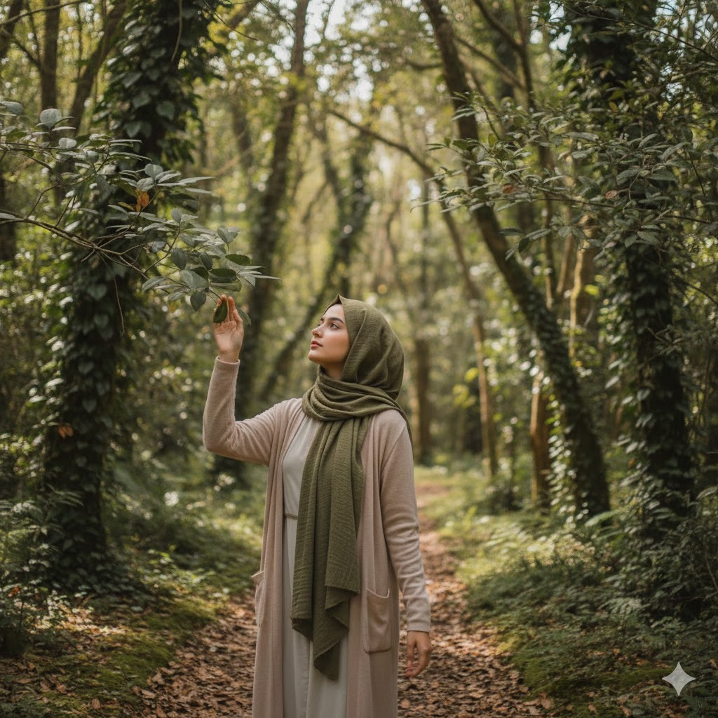 gemini tesettürlü bayan fotograf yapma promptları-Orman