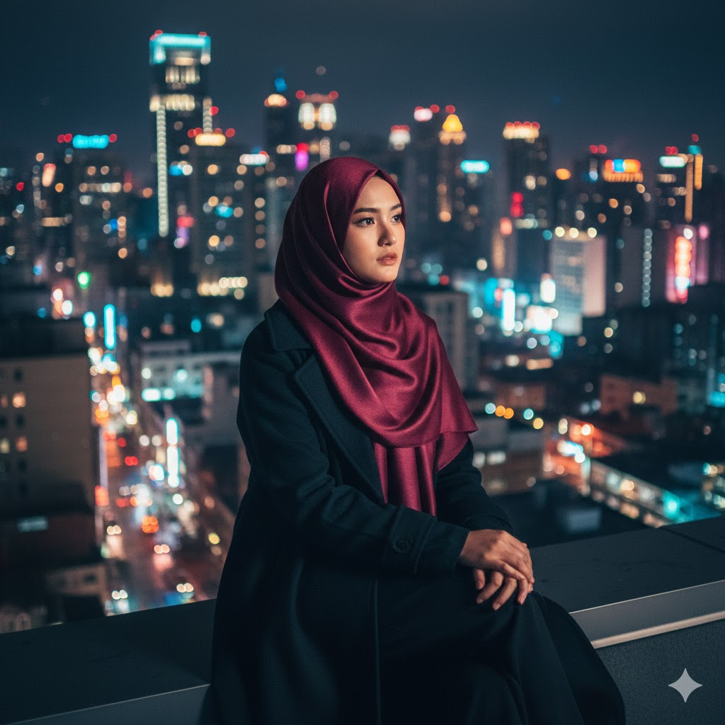 gemini tesettürlü bayan fotograf yapma promptları-Şehir Çatısı