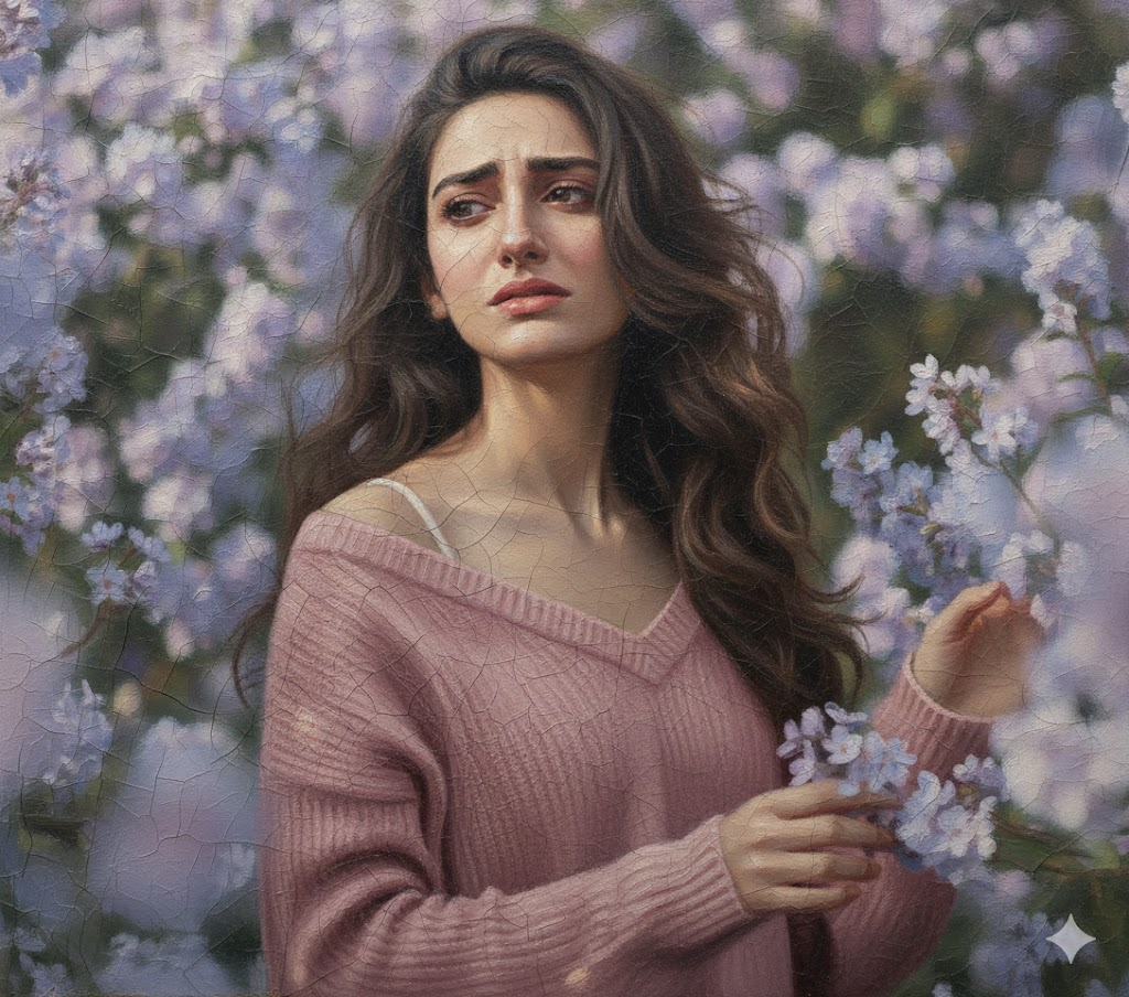 Melankolik yağlı boya kadın portresi örneği