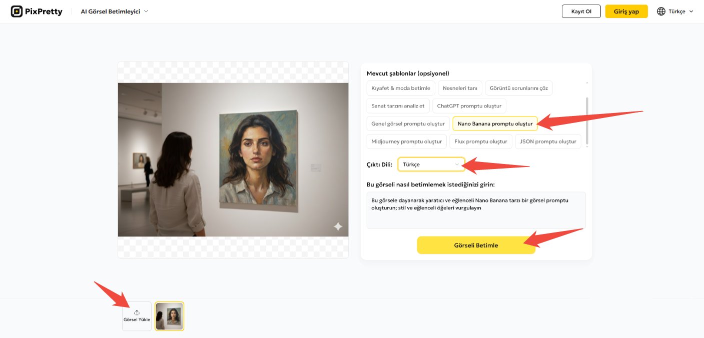 pixpretty ai görsel açıklayıcı ile Gemini yağlı boya portre promptunu oluşturma
