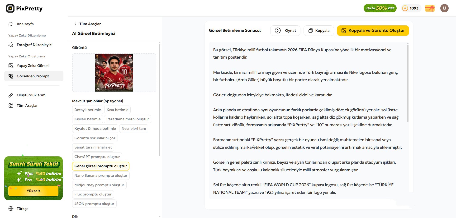 pixpretty görselden prompt oluşturucu