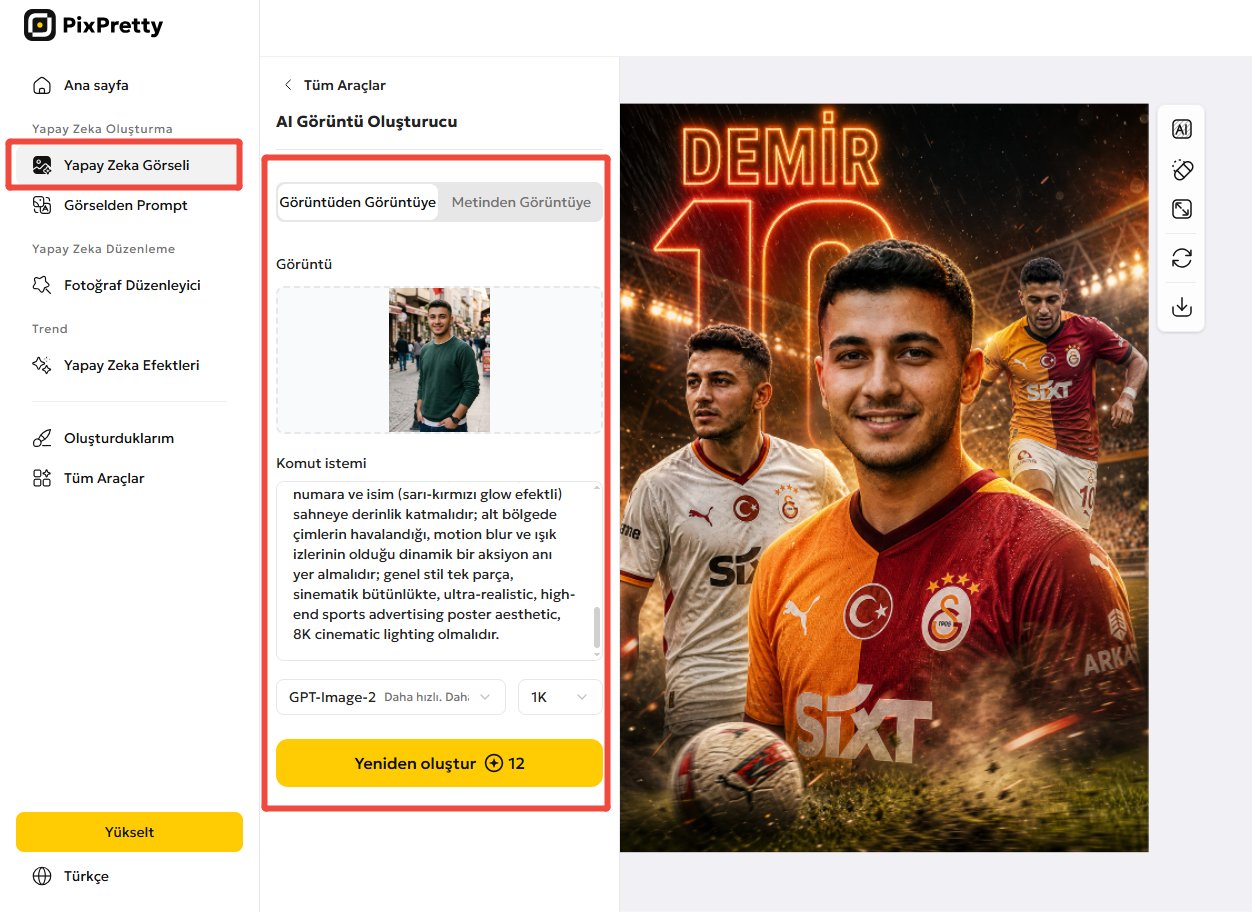 pixpretty ile galatasaray fotoğraf oluşturma