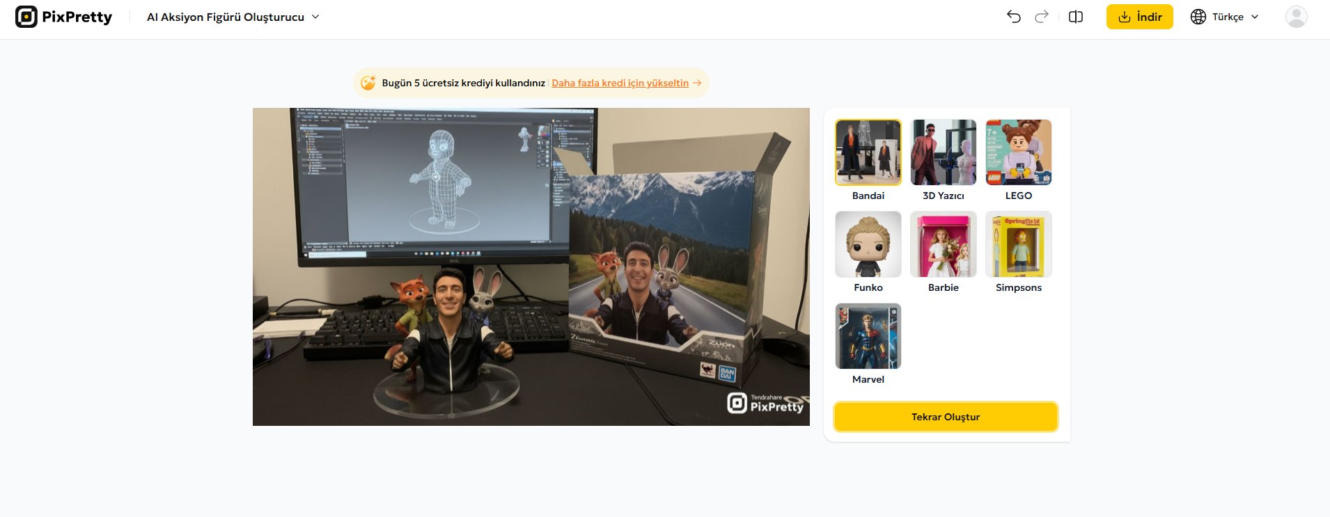 pixpretty ile zootopia fotoğraf 3d figürü oluşturma