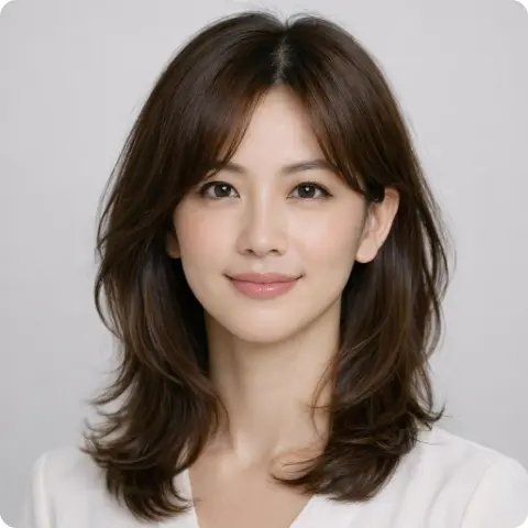 三角形臉女生長層次頭頂蓬度Gemini AI髮型建議模擬