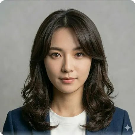 心形臉女生空氣瀏海中長捲髮Gemini髮型測試模擬效果