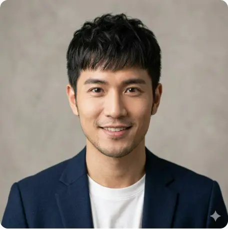 長形臉男生紋理前推瀏海Gemini髮型指令男生縮短臉長效果