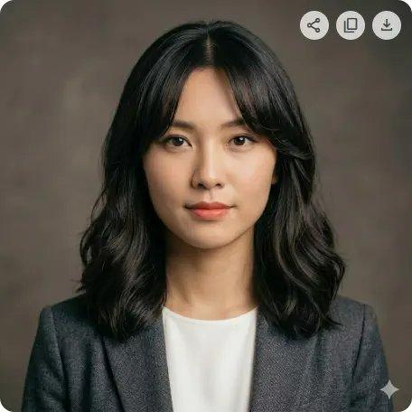 橢圓形臉女生肩長波浪搭配空氣瀏海Gemini適合髮型測試