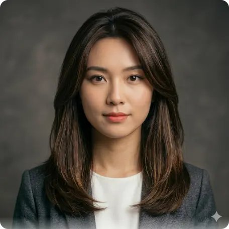 橢圓形臉女生長層次吹整Gemini AI髮型模擬焦糖挑染效果