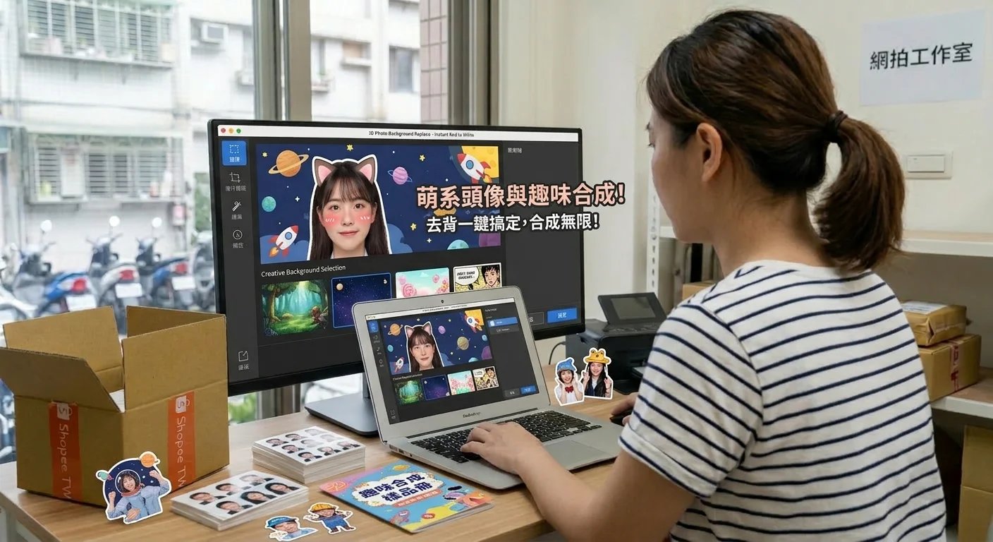 個人創作趣味合成 - 去背後合成有趣場景