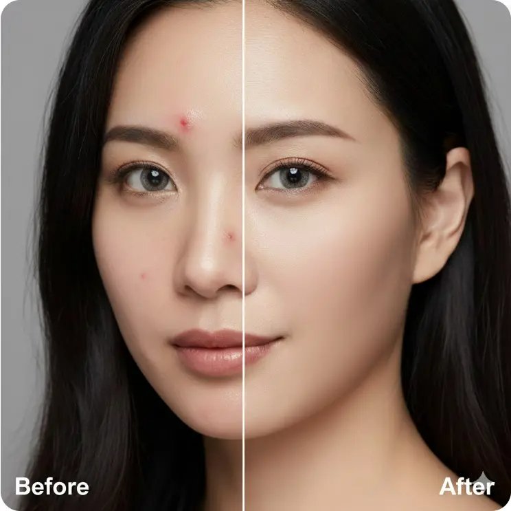 自然美容修圖後的人像照