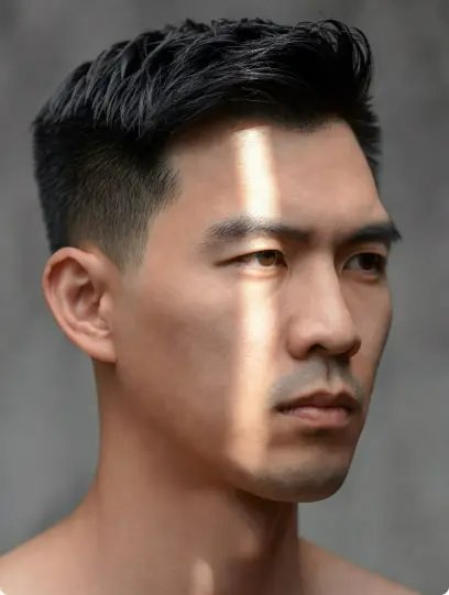 方形臉男生紋理油頭Gemini髮型指令AI模擬效果