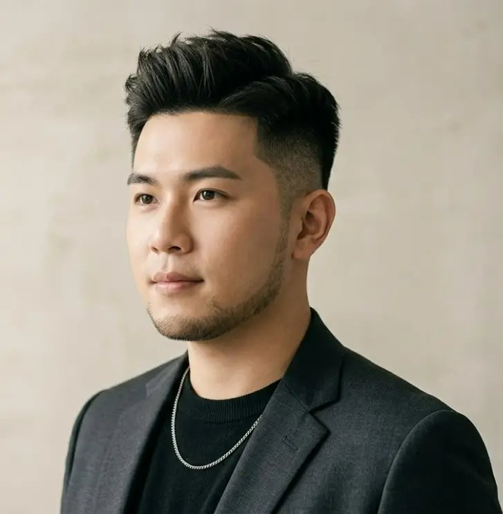 圓形臉男生紋理龐克頭Gemini髮型指令效果圖