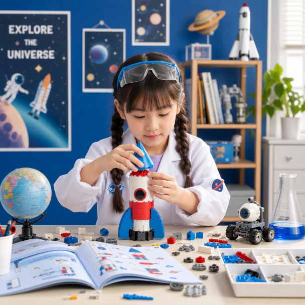 太空科學家小女孩 兒童節快樂貼圖