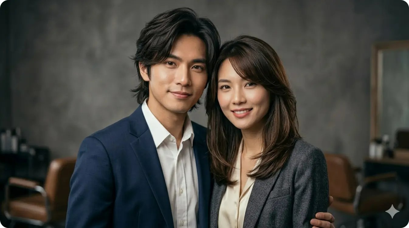 心形臉男生與心形臉女生Gemini AI髮型模擬建議示範