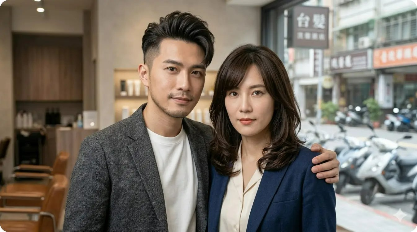 三角形臉男生與三角形臉女生Gemini AI髮型模擬建議