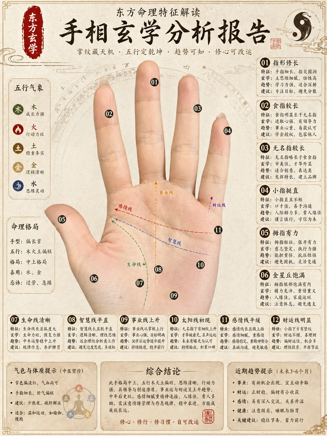 PixPretty 生成的手相報告圖 下載示意