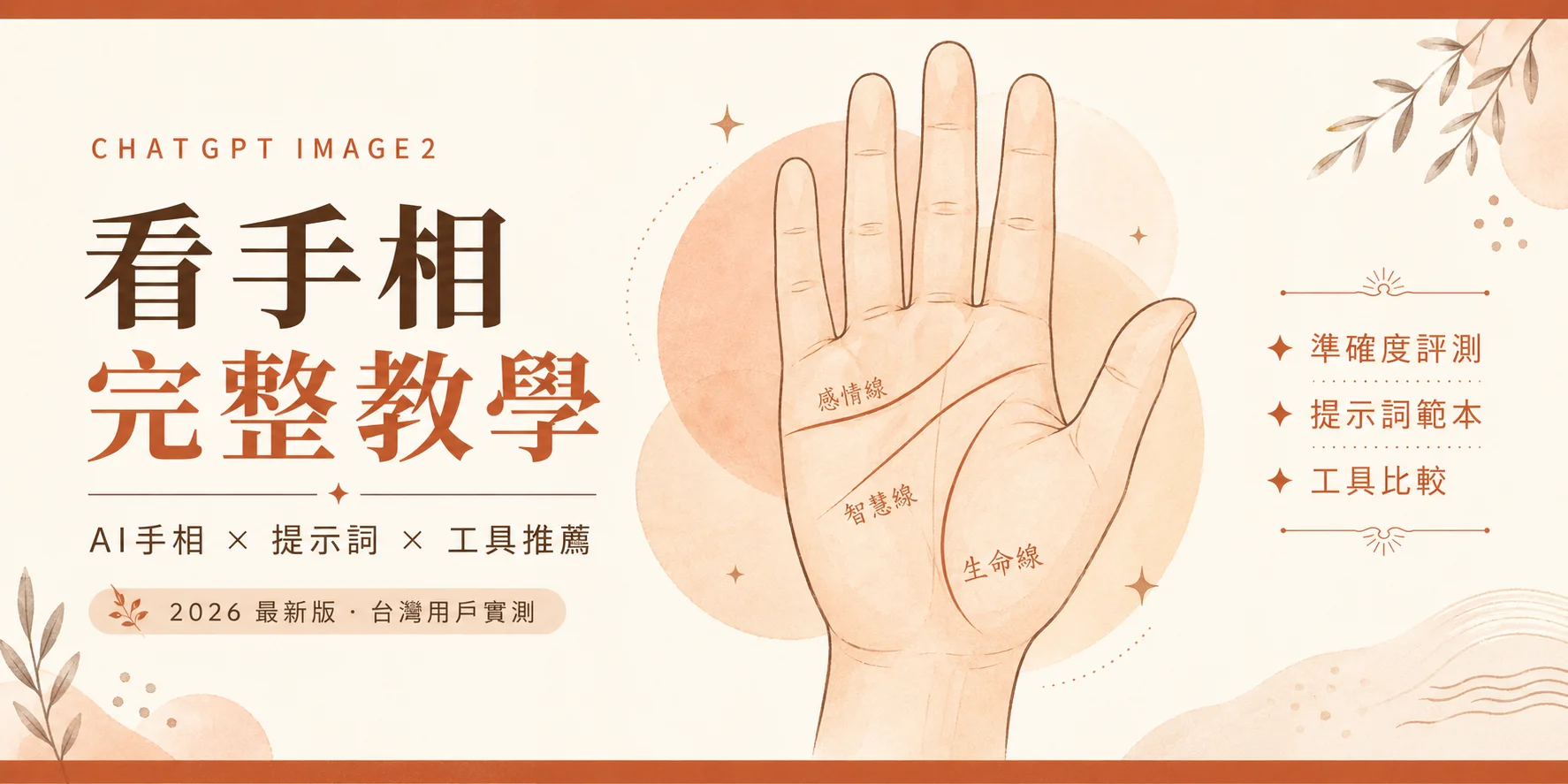 ChatGPT Image2 看手相 手掌照片分析示意圖