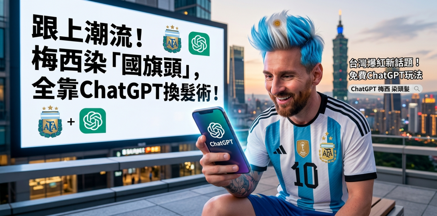 ChatGPT 梅西染頭髮 阿根廷國旗色 AI 生成圖