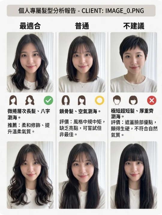 Gemini 髮型分析 生成圖卡結果