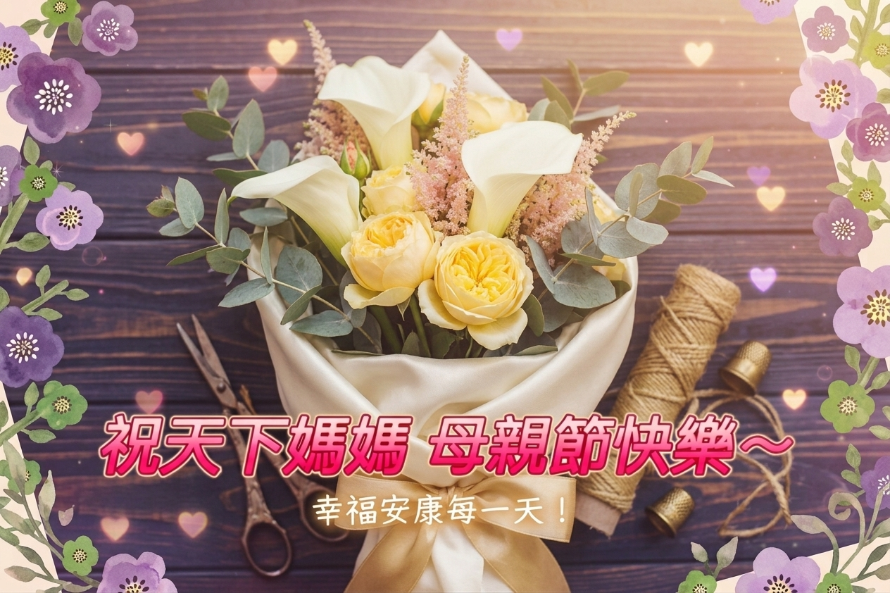 2026 溫暖系花卉風 母親節快樂圖片