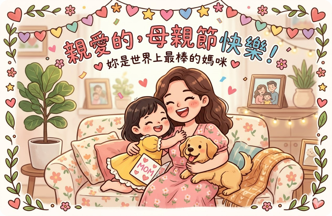 2026 可愛卡通風 母親節快樂圖片