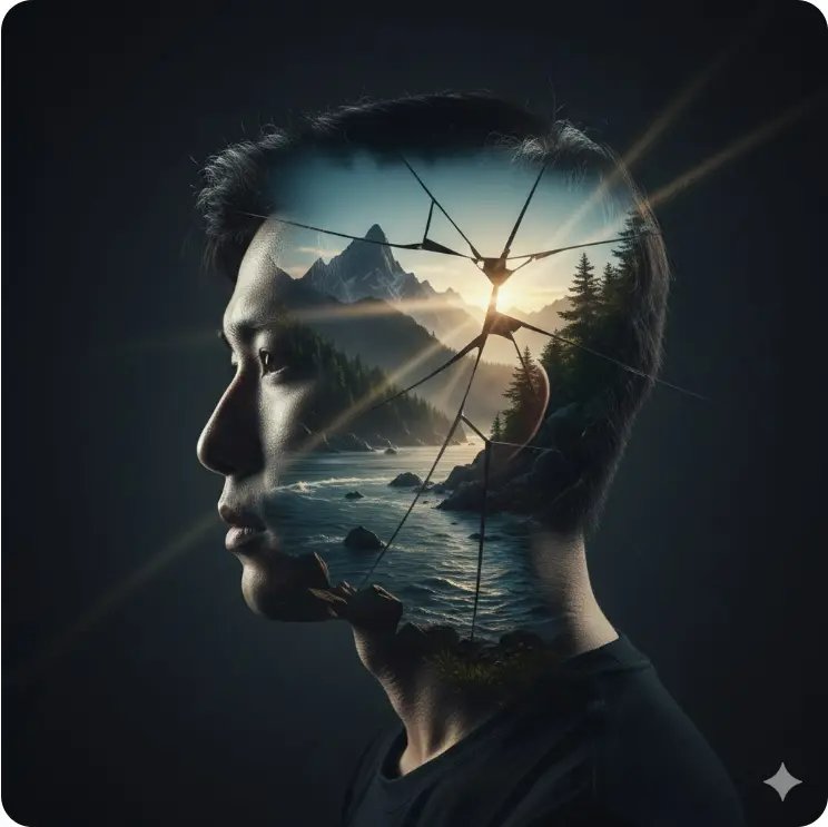 鏡像自然人像剪影