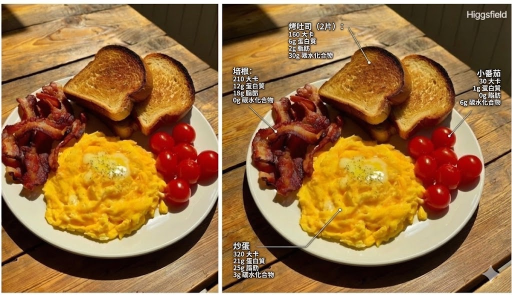 showing food calories and other elements