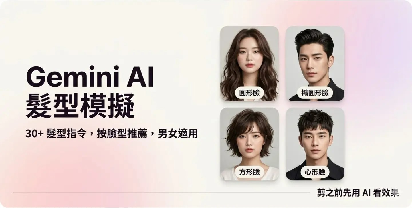 依據臉型推薦的Gemini AI髮型模擬指令，男女適用