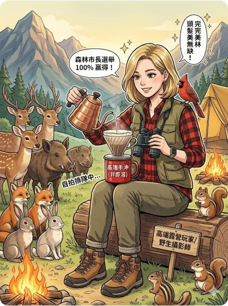 野外愛好者上班族卡通形象－ChatGPT生成職業漫畫ai繪圖