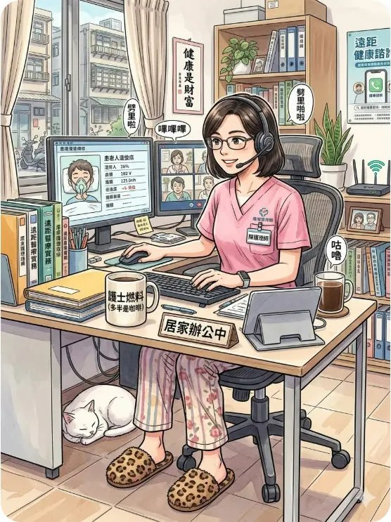 遠距護理師上班族卡通形象－ChatGPT AI繪圖職業照片卡通化