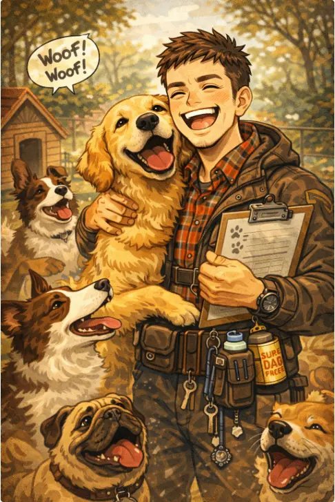 狗狗訓練師職業漫畫頭像－ai繪圖職業照片卡通化