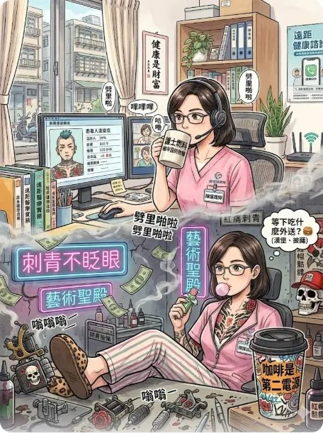 刺青師職業照片卡通化－上班族卡通形象AI繪圖