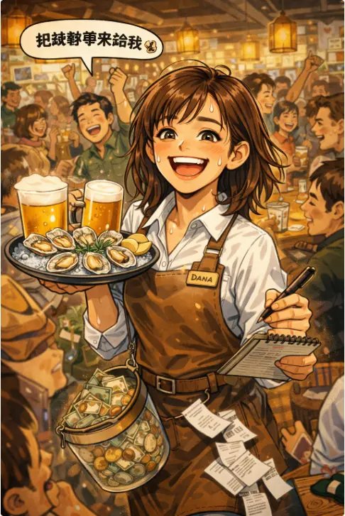 餐廳服務生職業照片AI照片卡通化－chatgpt畫圖職業漫畫