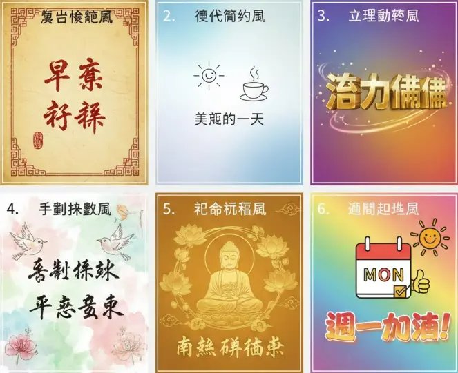 多種風格早安長輩圖 復古現代手繪動態