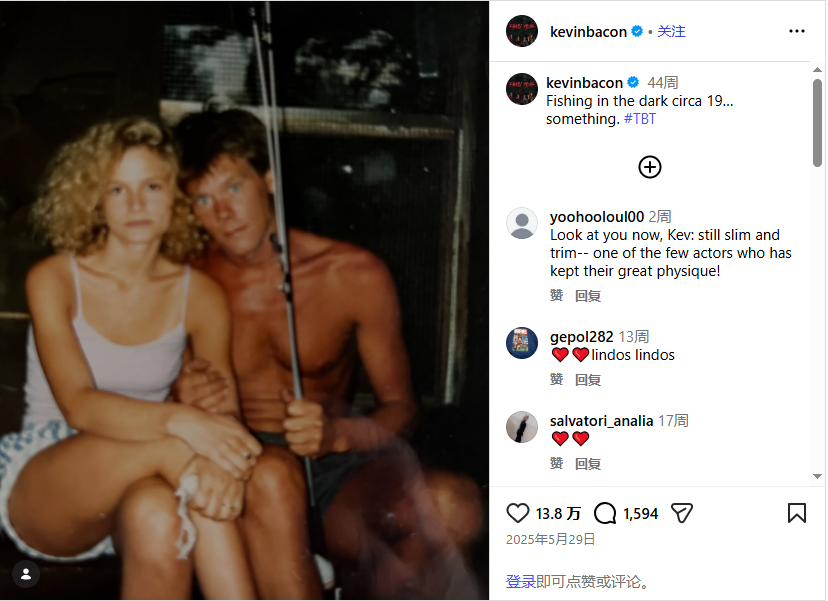 Kevin Bacon TBT 貼文